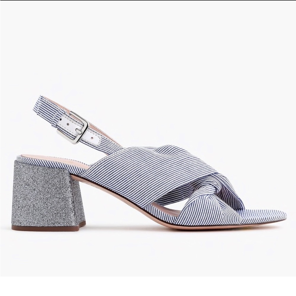 🪩 J. Crew Twisted Knot Pinstripe Glitter Sandals